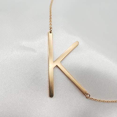 MOMOL Sideways Initial Necklace: Large Big Letters Pendant for Women