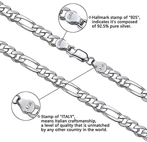Savlano 925 Sterling Silver Solid Italian Figaro Anklet for Women, 0.8mm-5mm, Gift Box Included
