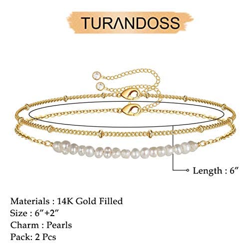Turandoss Women's 14K Gold Plated Evil Eye Layered Bracelet