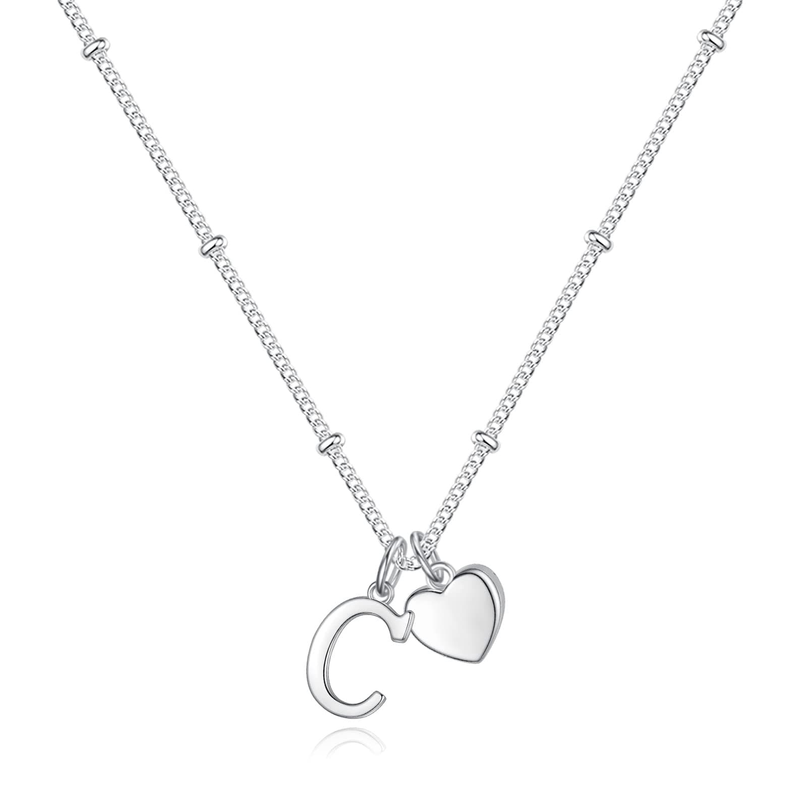 Vrsilver Easter Basket Stuffers: Heart Initial Necklaces for Girls & Women Jewelry