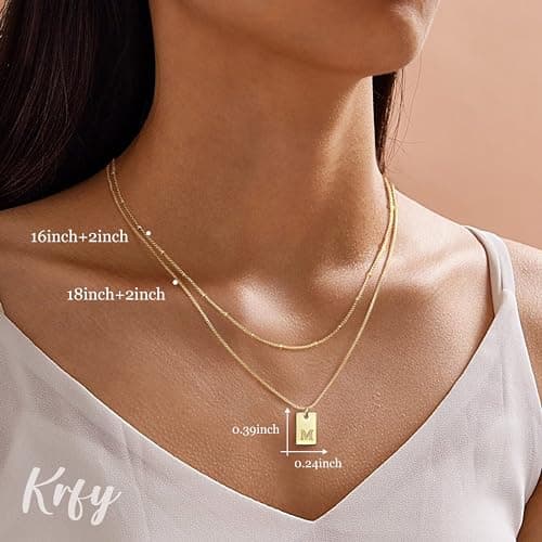 Krfy Iced Out Miami Cuban Chain 18K Gold Plated Initial Pendant for Women