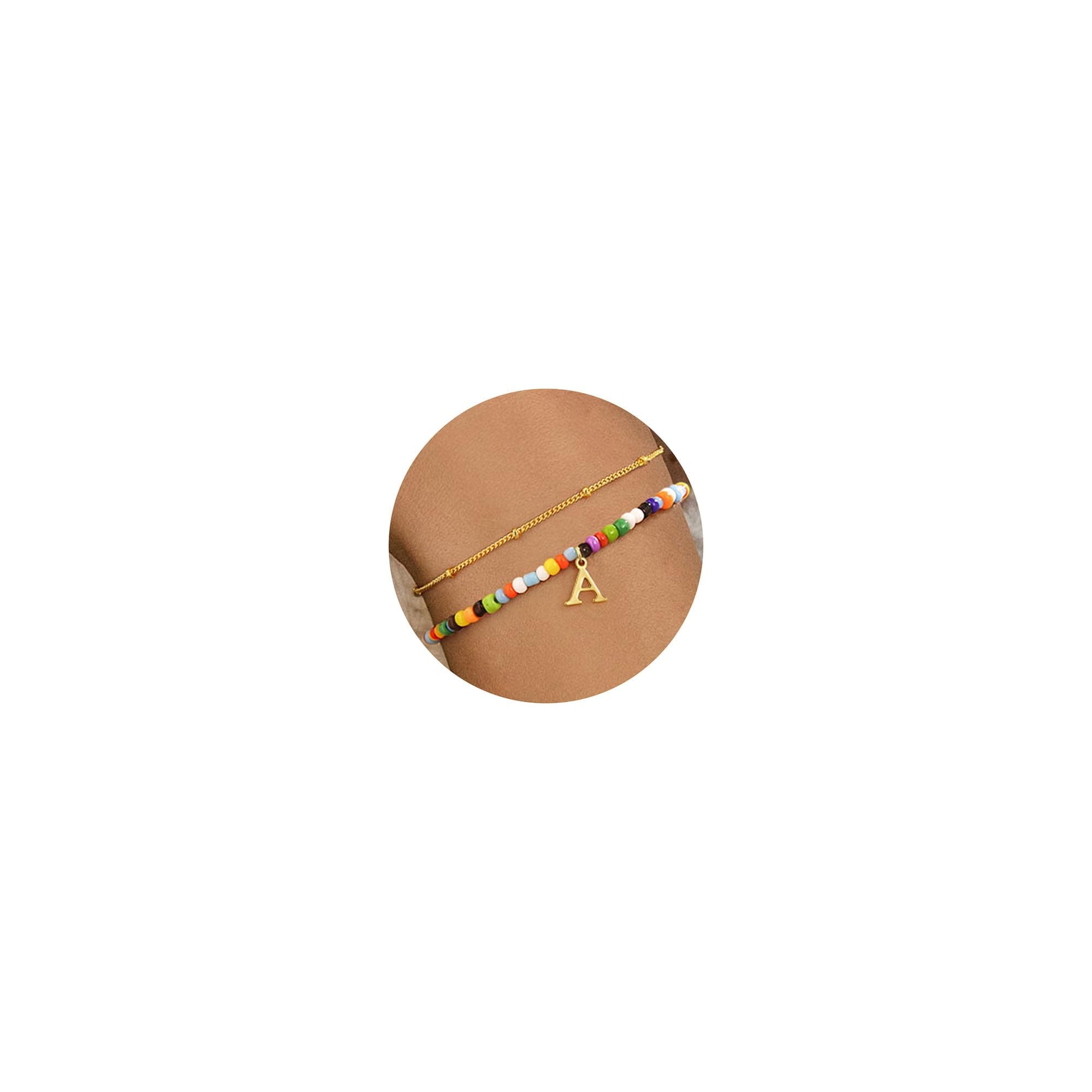 Turandoss Dainty 18K Gold Plated Initial Bracelet