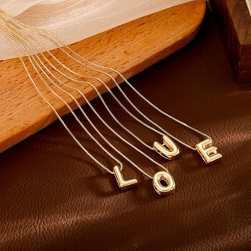 HABIKIP 14K Gold Plated Layered A-Z Bubble Letter Choker Necklace for Women