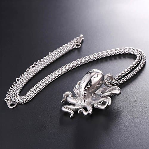 Stainless Steel U7 Skull Pendant Necklace - Gothic Punk Jewelry with 22-24 Inch Chain