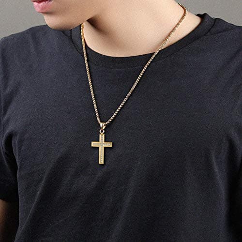 YL Men's 316L Stainless Steel Jesus Ankh Pendant Necklace