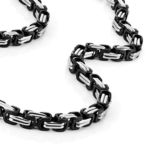 Stylish Mechanic Stainless Steel Men's Necklace - Silver & Black Chain (18,21,23 Inches)