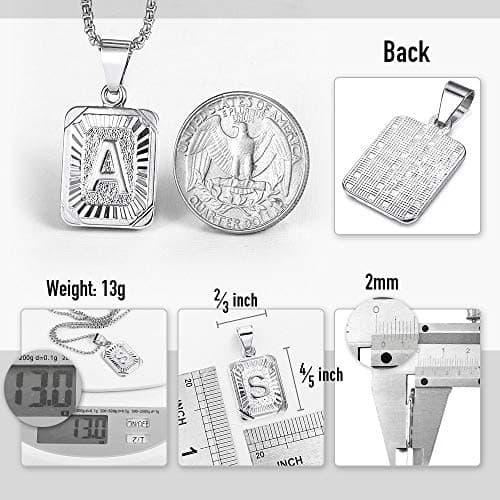 Trendsmax Initial Pendant Necklace Mens/Womens White Gold Plated Stadium Chain 22inch