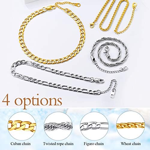 Focalook 14K Gold Plated Plus Size Anklet Jewelry 8.5-10.5" Adjustable