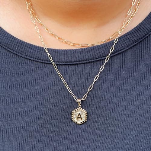 MooHamm Women's Dainty 18K Gold Plated Initial Necklace | Trendy & Personalized