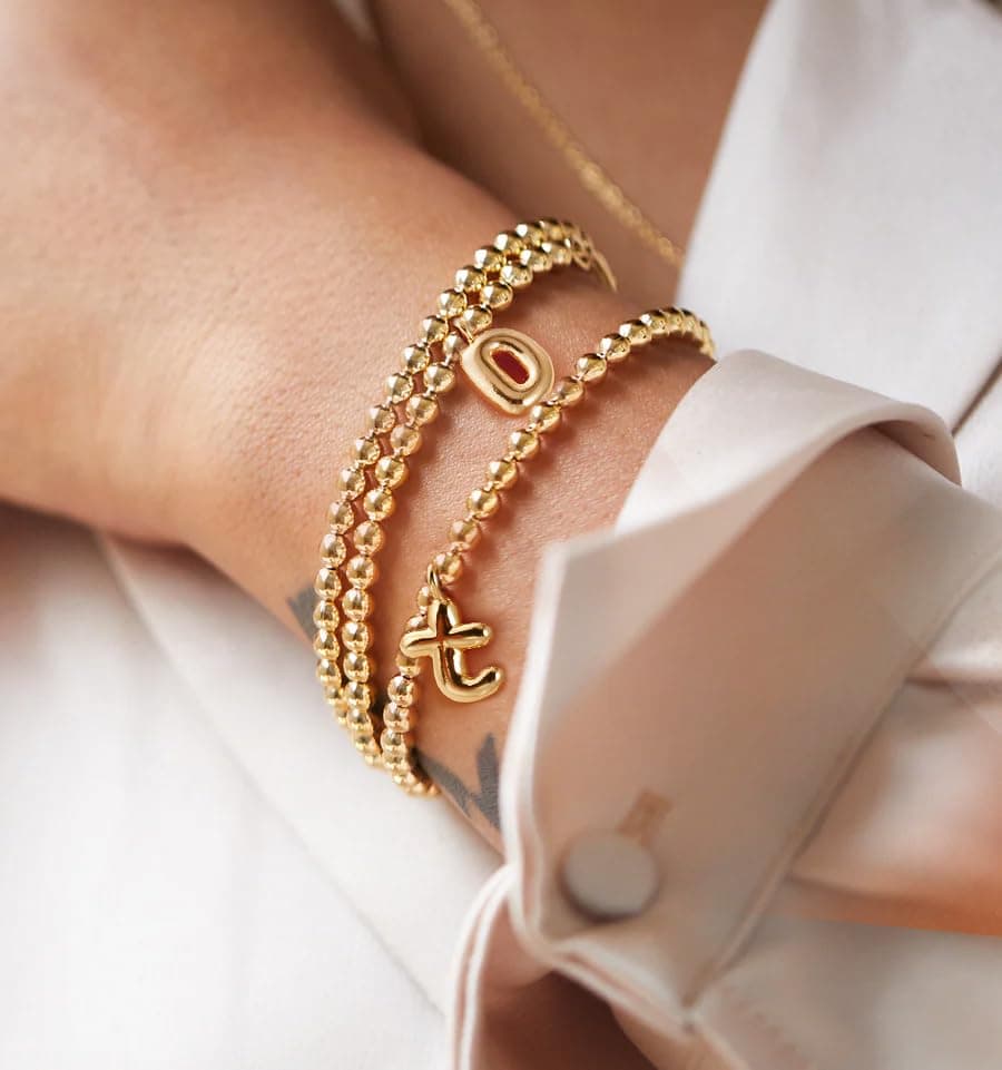 Conran Kremix Gold Initial Bracelet for Women Balloon Charm Gift