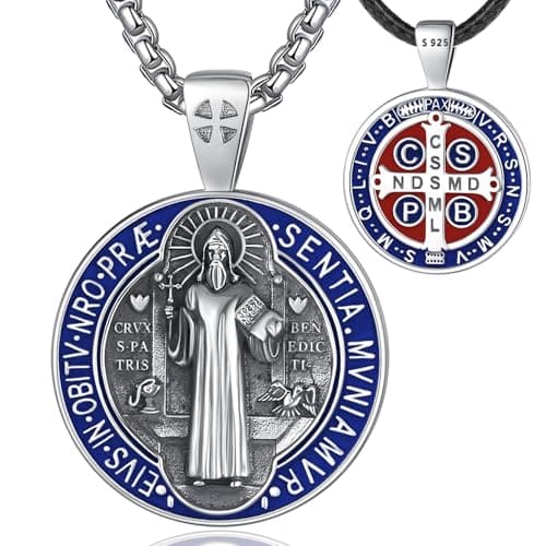 EUDORA 925 Sterling Silver Crucifix Pendant Necklace with Bible Verse Amulet