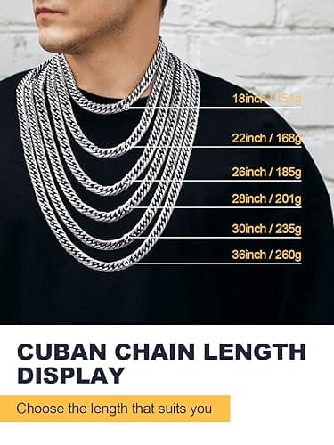 Refined Title: Stainless Steel Miami Cuban Link Chain for Men and Women, 3/6/9/12mm Width, 18-30 Inch Length