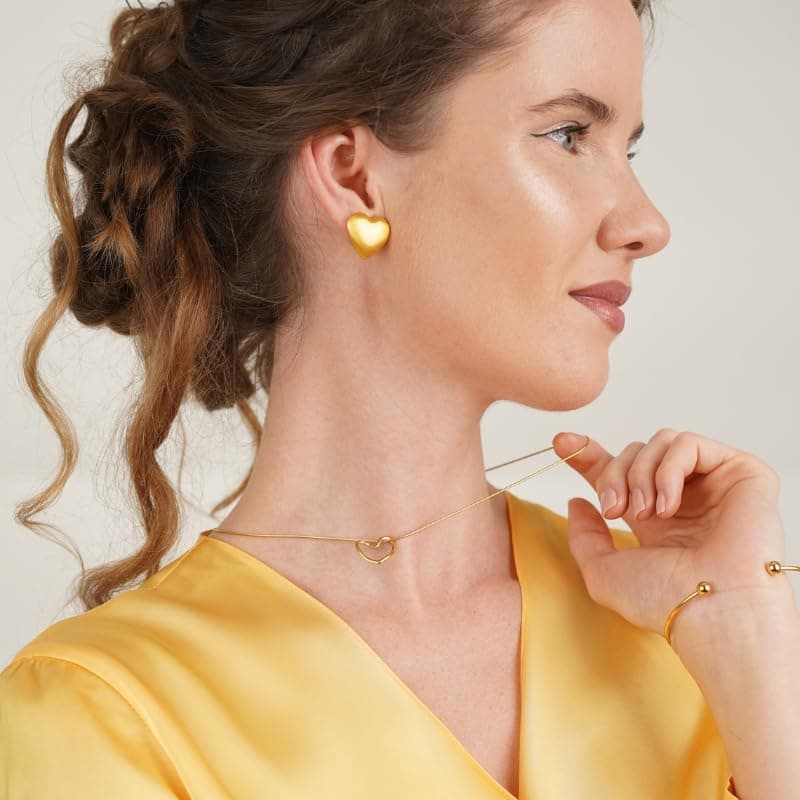 Hypoallergenic Heart Gold I Love You Necklace for Mothers' Birthday