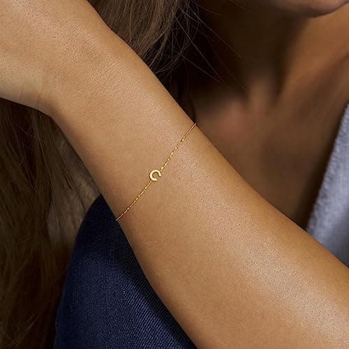 M MOOHAM Initial Bracelets for Women - Personalized Gold Letter Charm Jewelry