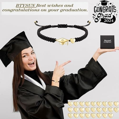 Btysun 2025 Graduation Gifts for Her: Letter A-Z Charm Bracelet