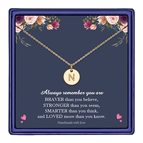 Hidepoo 14K Gold/Rose Gold Plated Double Sided Engraved Initial Necklaces for Girls & Women