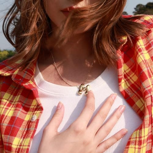 VOJO Gold Plated Balloon Letter Pendant Necklace for Women