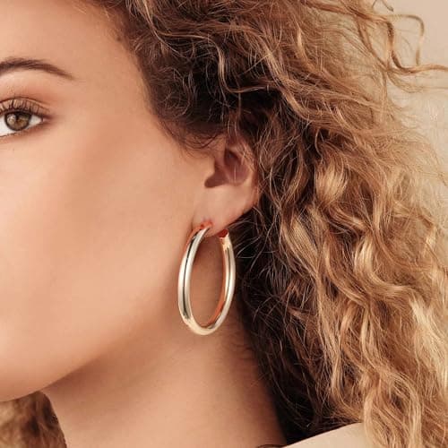 Ursteel 14K Rose Gold Plated Chunky Hoop Earrings for Women