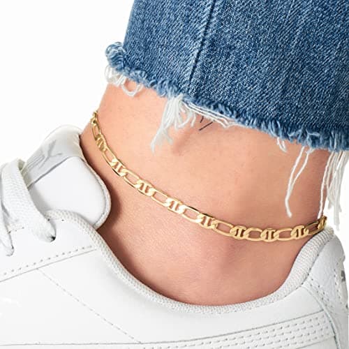 Barzel Brazilian 18K Gold Plated Figaro Anklet for Women