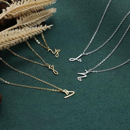 CAROVO Dainty 14K Gold/Silver Letter Monogram Initial Choker Necklace