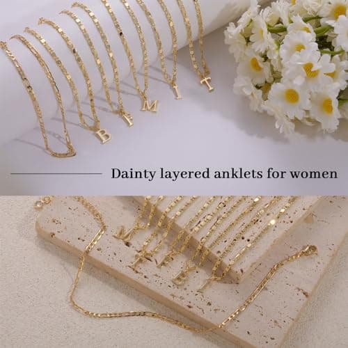 Tasiso Women's Waterproof 14K Gold Filled Anklet Jewelry