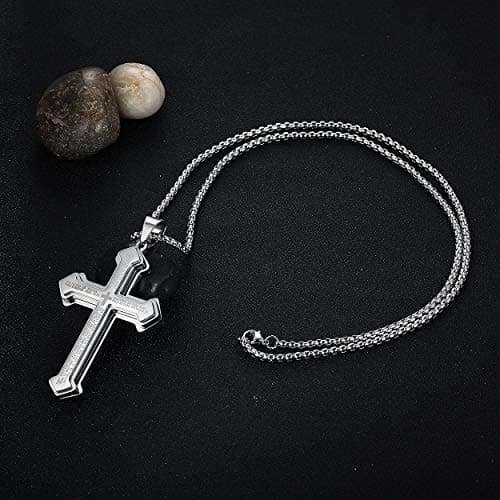 Stainless Steel Nail Cross Pendant Necklace for Men Women 24" Chain