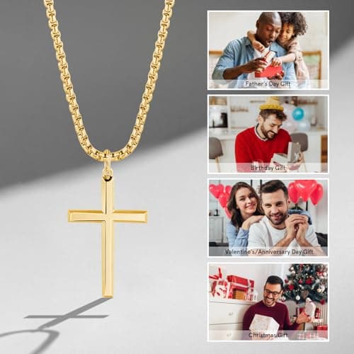 FANCIME Sterling Silver Cross Necklace for Men and Women