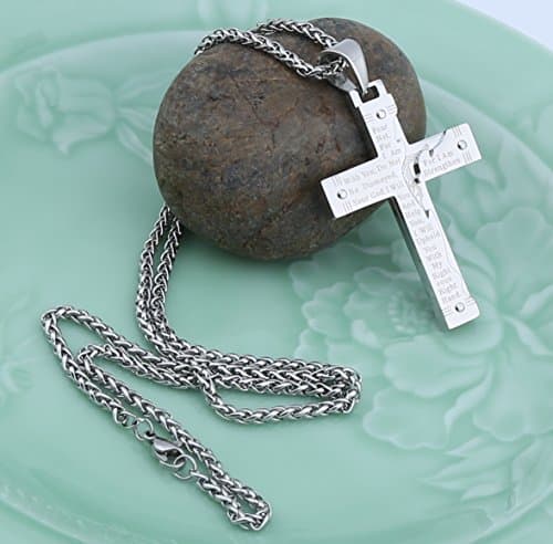 HZMAN Men's Stainless Steel Jesus Crucifix Pendant Necklace