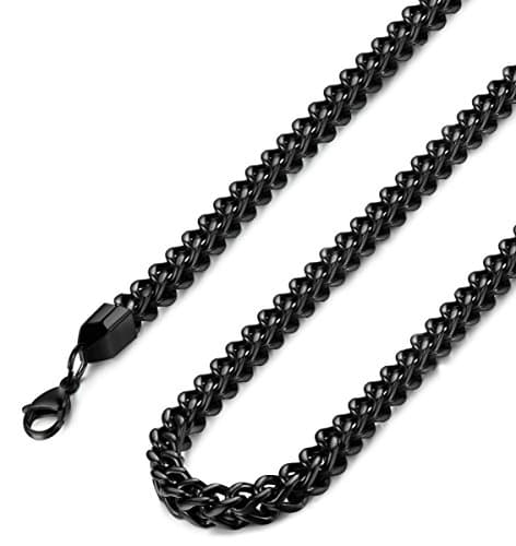 FIBO STEEL 3-6mm Curb Chain Necklace - Biker Punk Style Silver Black Gold Tone