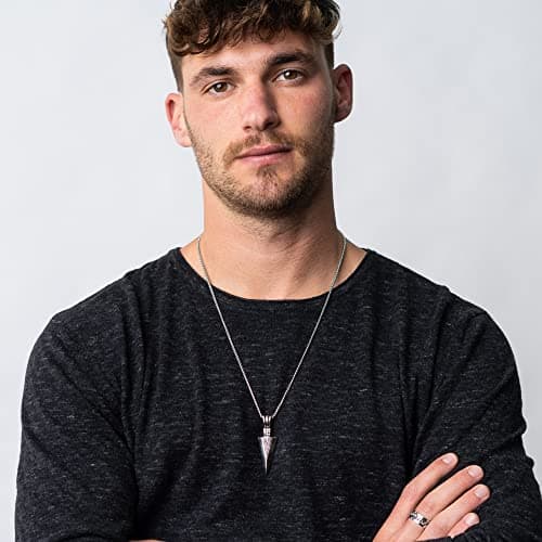 Baronyka Mens Arrowhead Pendant Necklace, Stainless Steel Chain