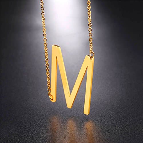 Alphabet A-Z Stainless Steel Choker for Women, Gold Plated CZ Jewelry, Gift Box Packed