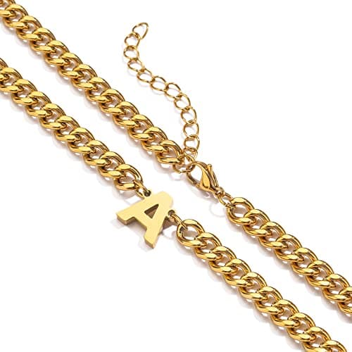 DuoDiner Graduation Gift: A-Z Cuban Chain Necklace for Him & Boys