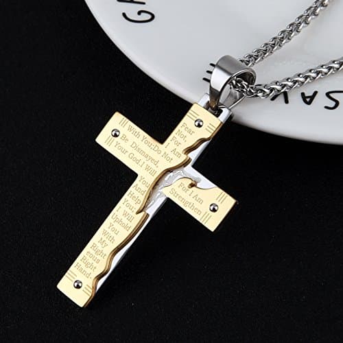 HZMAN Men's Stainless Steel Jesus Crucifix Pendant Necklace