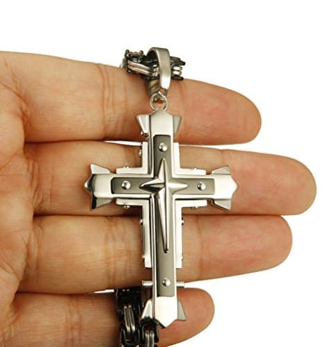 Lolas 5mm Stainless Steel Cross Pendant Necklace 22-30 Inches