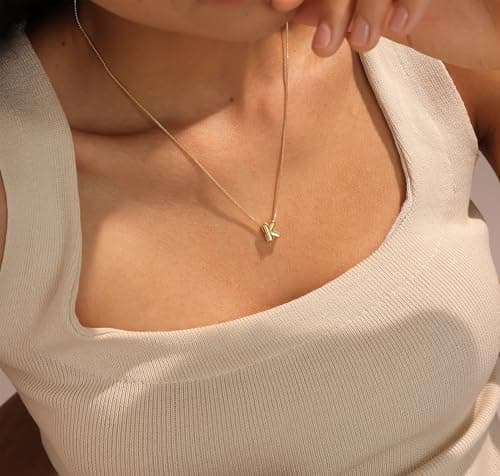 SELSHE Gold Plated Balloon Letter Necklace for Women