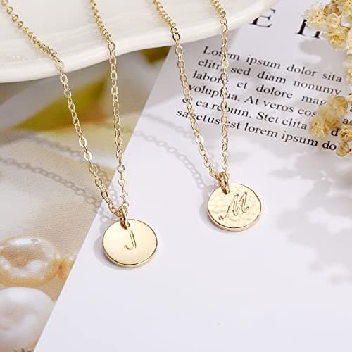 Hidepoo Mothers Day Gifts: Personalized Disc Initial Necklaces for Girls & Women - Gold/Fill Rose Gold/S925 Silver