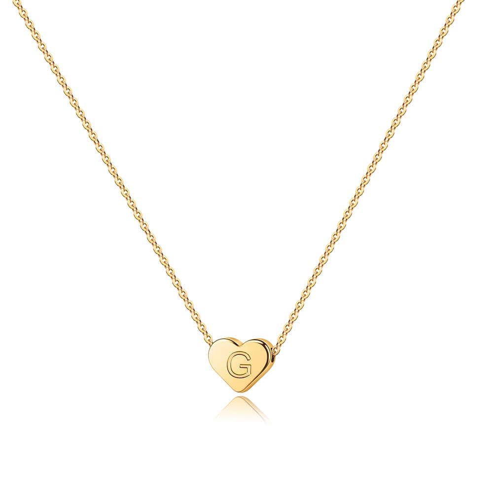 14K Gold Plated Heart Pendant Alphabet Necklace Gifts for Women Mom