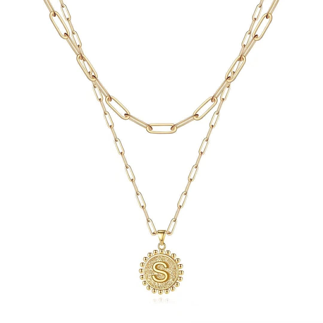 Ursteel Gold Initial S Necklace for Women - Dainty Adjustable Layering Paperclip Chain Jewelry Gift