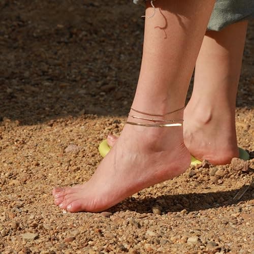 CAROVO 14K Gold Plated/Silver Plated Evil Eye Anklets for Women