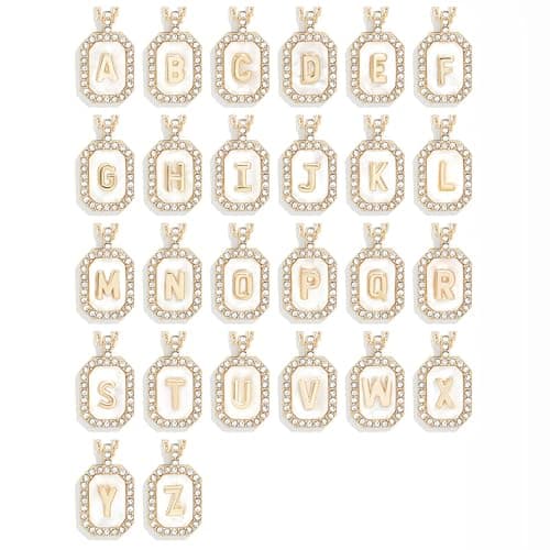 BaubleBar Gold & Mother of Pearl Initial Necklaces
