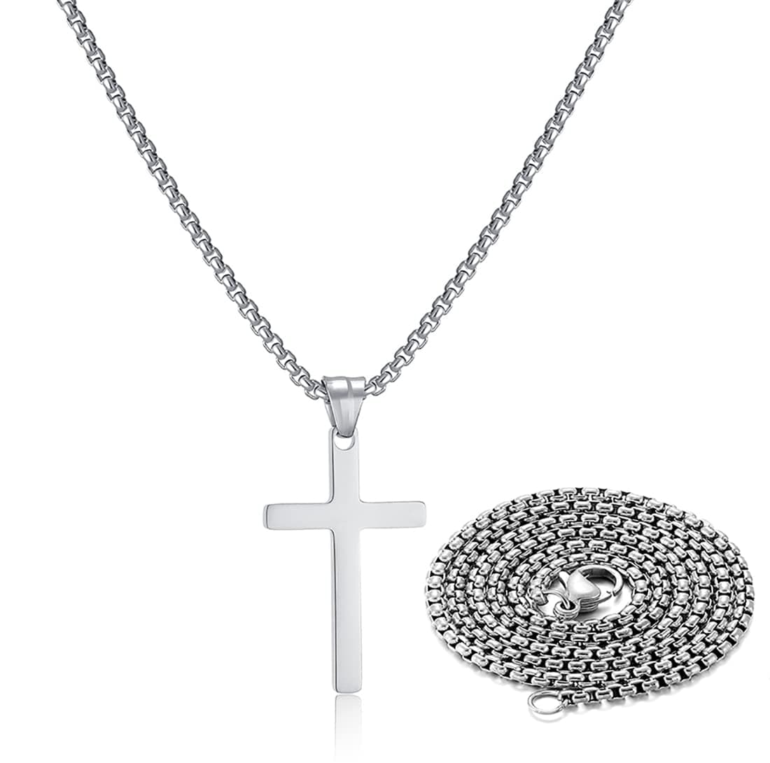 Stainless Steel Cross Necklace for MenSilver Cross Pendant Gifts