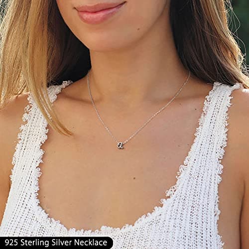 Memorjew 925 Sterling Silver Cursive Initial Necklace for Women