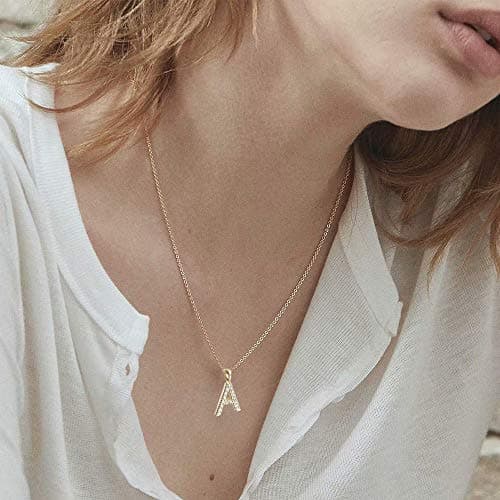 Tarsus Initial Cubic Zirconia Necklace for Women Adjustable Chain