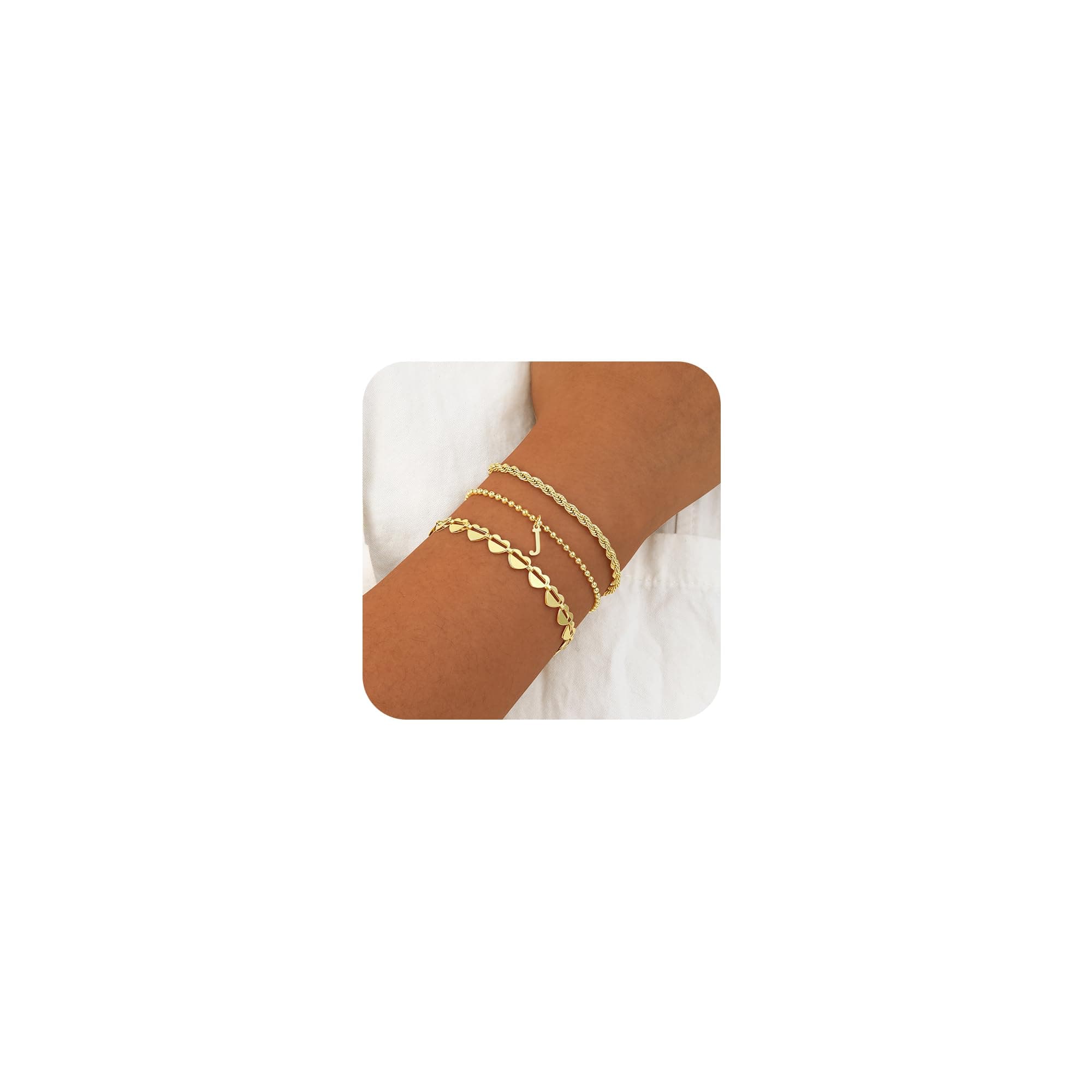 Tasiso 18K Gold Plated Initial Bracelet for Women Dainty Monogram Jewelry Gifts