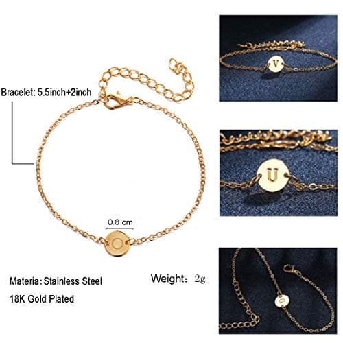 MOMOL Initial Charm 18K Gold Plated Bracelet for Women
