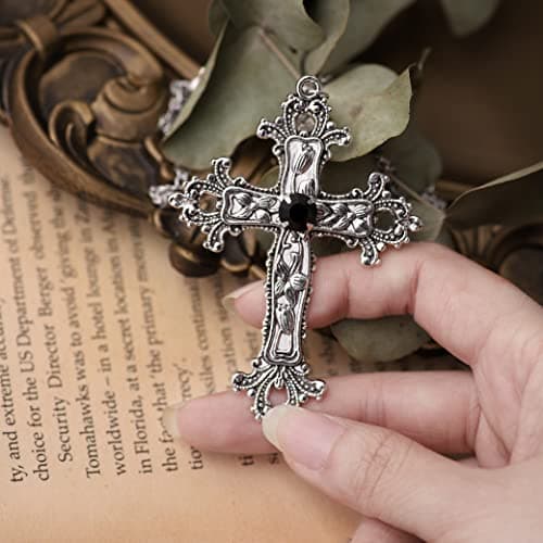 Sacina Gothic Cross Necklace, Zinc Alloy Pendant, Gift for Men & Women