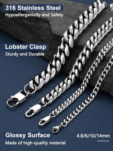 ChainsPro Men's Chunky Miami Cuban Chain Necklace, Gold Plated, 18-30 Inch Length