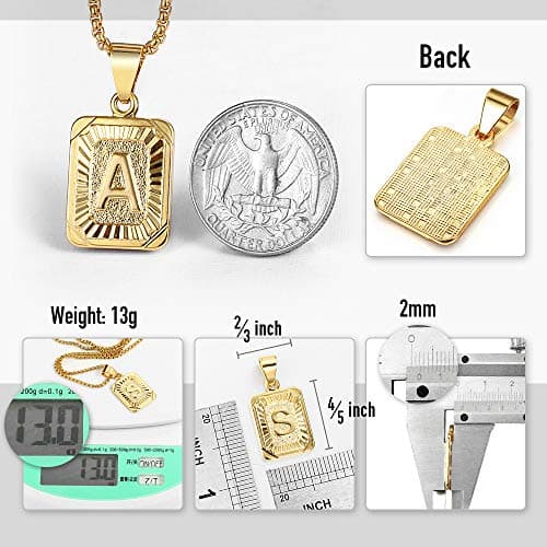 Trendsmax Yellow Gold Plated Stainless Steel A-Z Letter Necklace Mens Womens