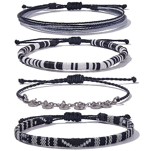 Fancy Shiny Waterproof Boho Anklet Set with Clay Beads & Stainless Steel Coins for Women