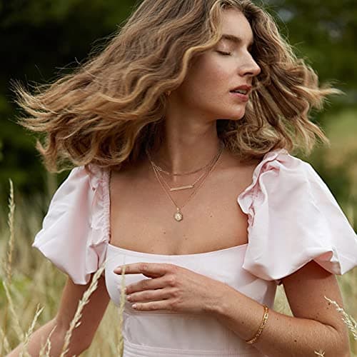 Turandoss Gold Plated Hexagon Letter Pendant Necklace for Women